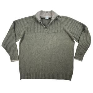 Columbia Sweater Men's XXL Sportswear Olive Green Rib 1/4 Zip Neck Pullover Knit